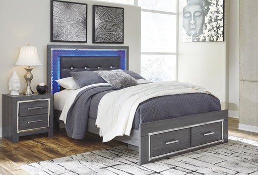 [SPECIAL] Lodanna Gray King LED Storage Bed - Lara Furniture