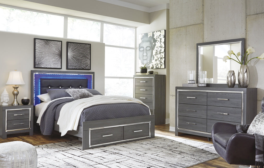 [SPECIAL] Lodanna Gray LED Storage Bedroom Set - Lara Furniture