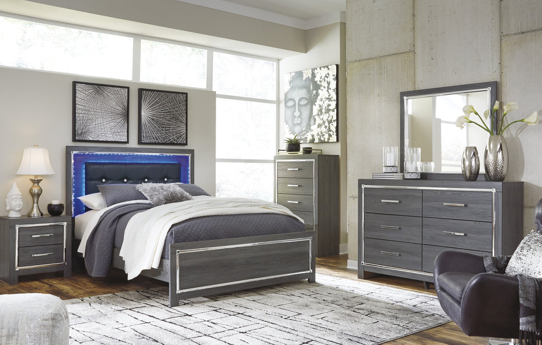 [SPECIAL] Lodanna Gray Queen LED Panel Bed - Lara Furniture