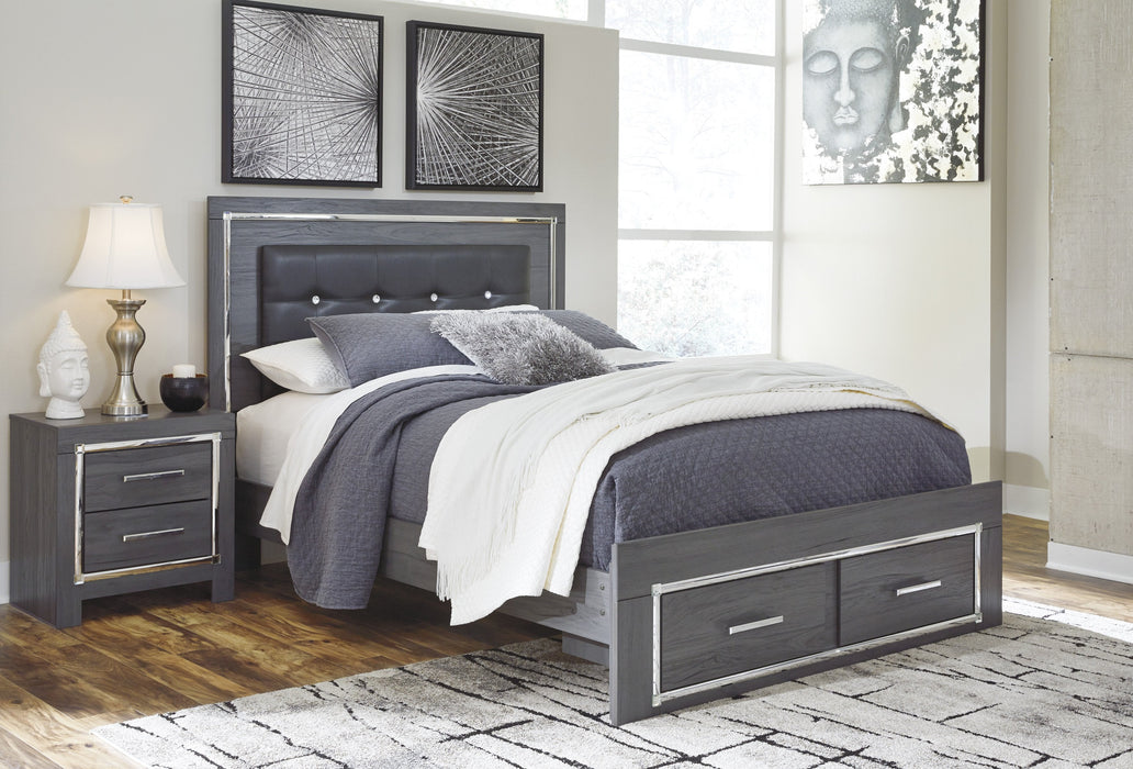 [SPECIAL] Lodanna Gray Queen LED Storage Bed - Lara Furniture