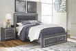 [SPECIAL] Lodanna Gray Queen LED Storage Bed - Lara Furniture