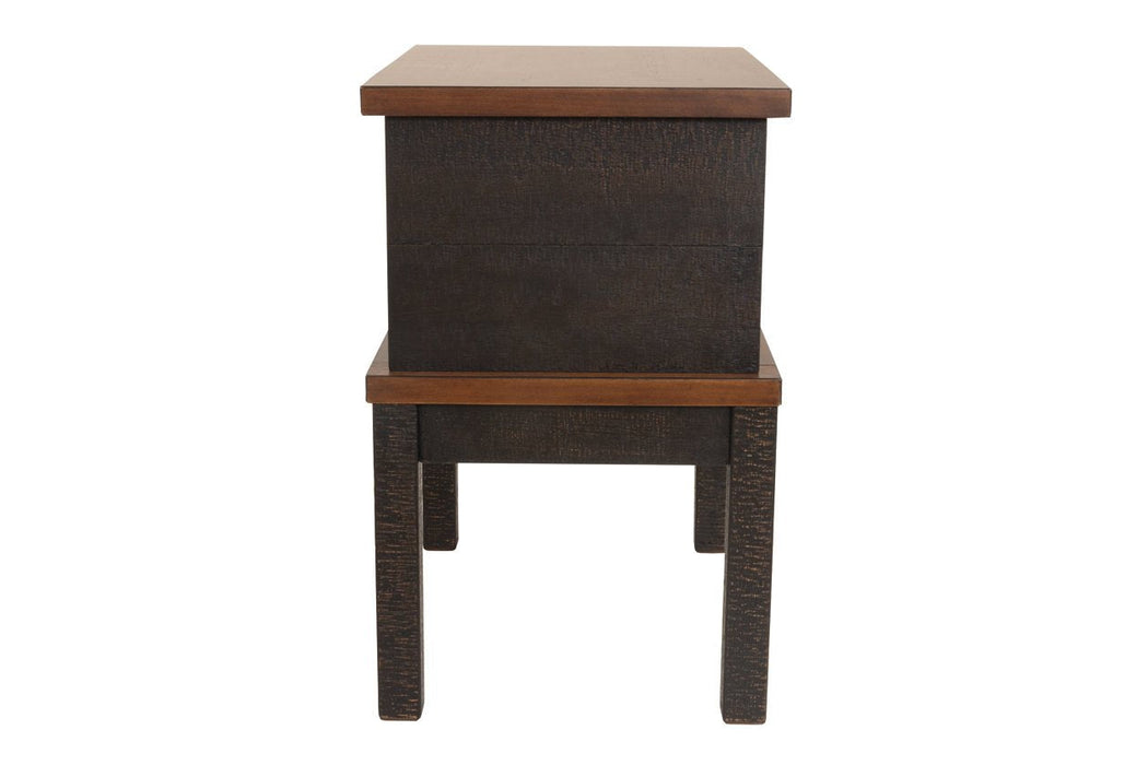 Stanah Two-tone Chairside End Table with USB Ports & Outlets - T892-7 - Lara Furniture