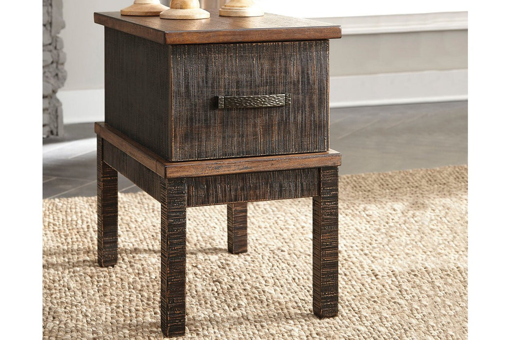 Stanah Two-tone Chairside End Table with USB Ports & Outlets - T892-7 - Lara Furniture