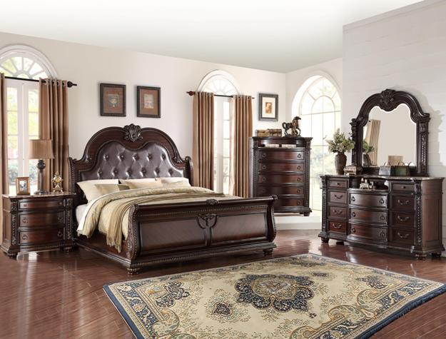 Stanley Cherry Brown King Sleigh Bed - Lara Furniture