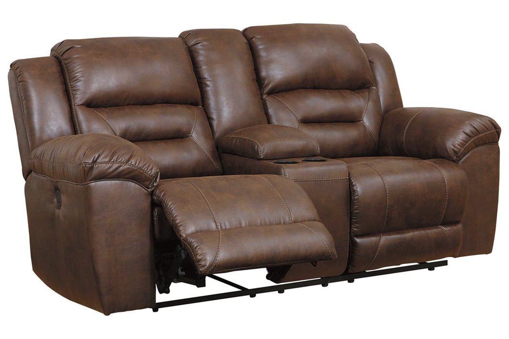 Stoneland Chocolate Power Reclining Loveseat with Console - 3990496 - Lara Furniture