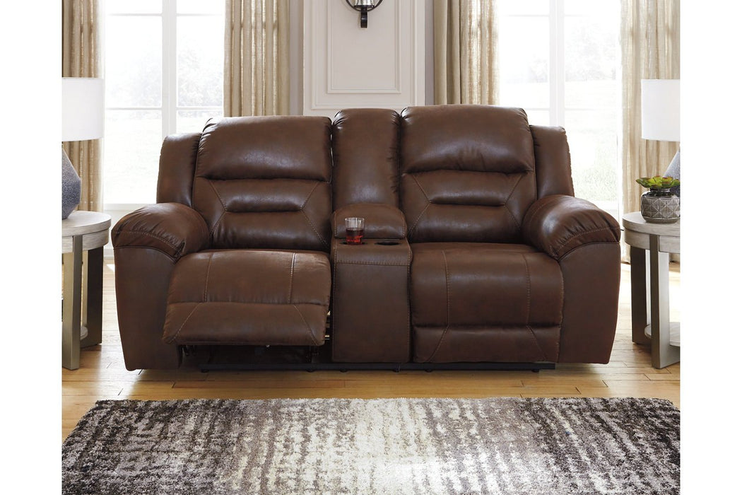 Stoneland Chocolate Power Reclining Loveseat with Console - 3990496 - Lara Furniture