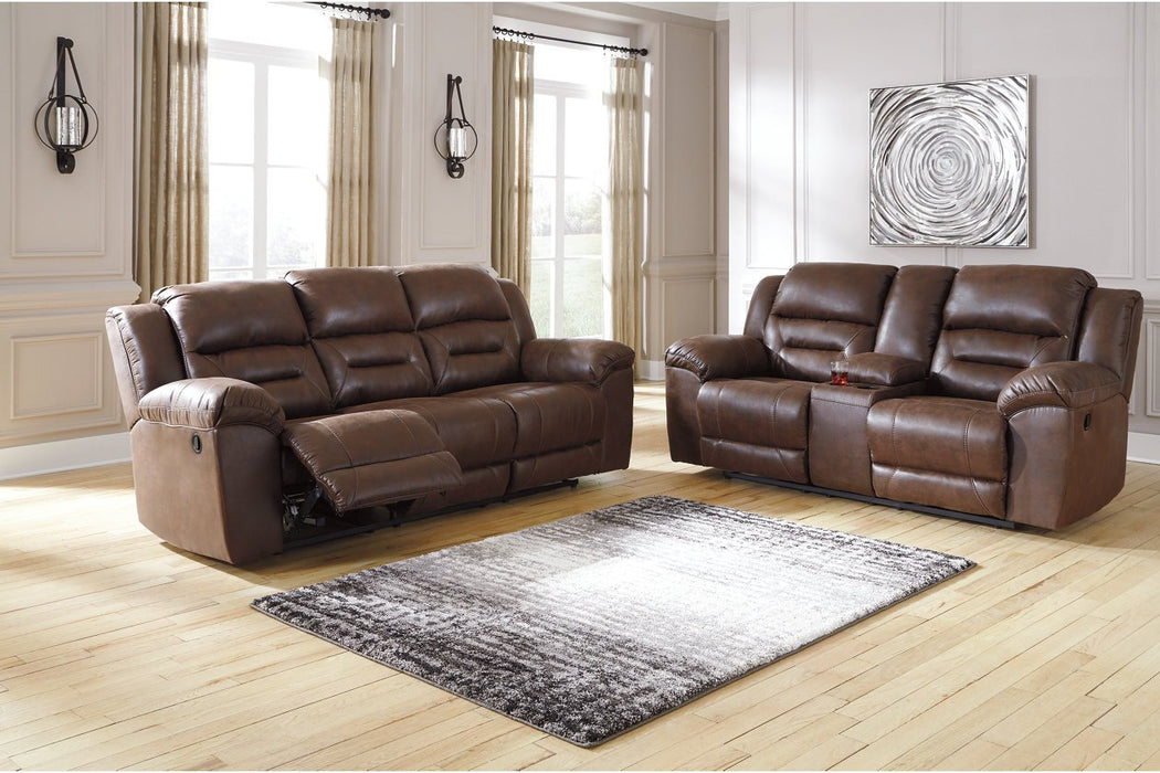 Stoneland Chocolate Reclining Loveseat with Console - 3990494 - Lara Furniture