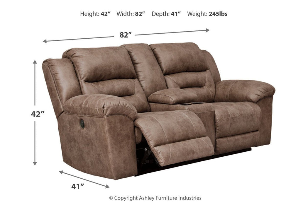 Stoneland Fossil Power Reclining Loveseat with Console - 3990596 - Lara Furniture