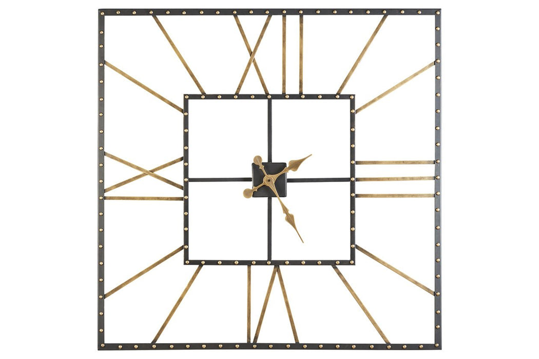 Thames Black/Gold Finish Wall Clock - A8010112 - Lara Furniture