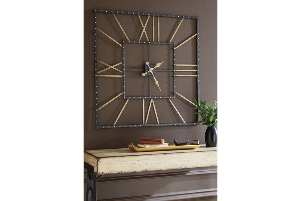 Thames Black/Gold Finish Wall Clock - A8010112 - Lara Furniture