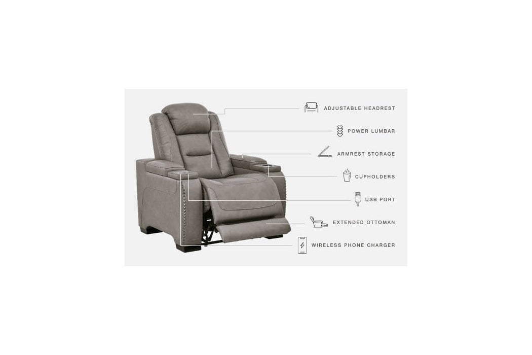 The Man-Den Gray Power Recliner - U8530513 - Lara Furniture