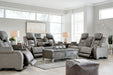 The Man-Den Gray Power Reclining Living Room Set - Lara Furniture