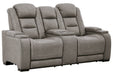 The Man-Den Gray Power Reclining Loveseat with Console - U8530518 - Lara Furniture