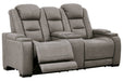 The Man-Den Gray Power Reclining Loveseat with Console - U8530518 - Lara Furniture