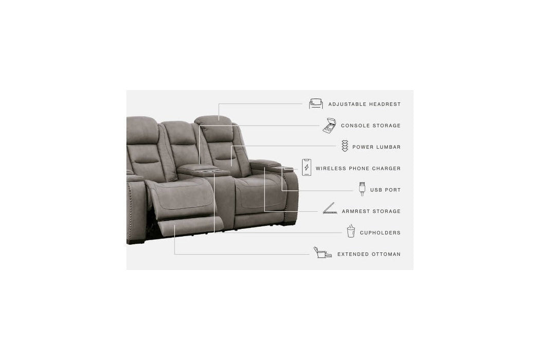 The Man-Den Gray Power Reclining Loveseat with Console - U8530518 - Lara Furniture