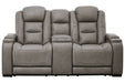 The Man-Den Gray Power Reclining Loveseat with Console - U8530518 - Lara Furniture