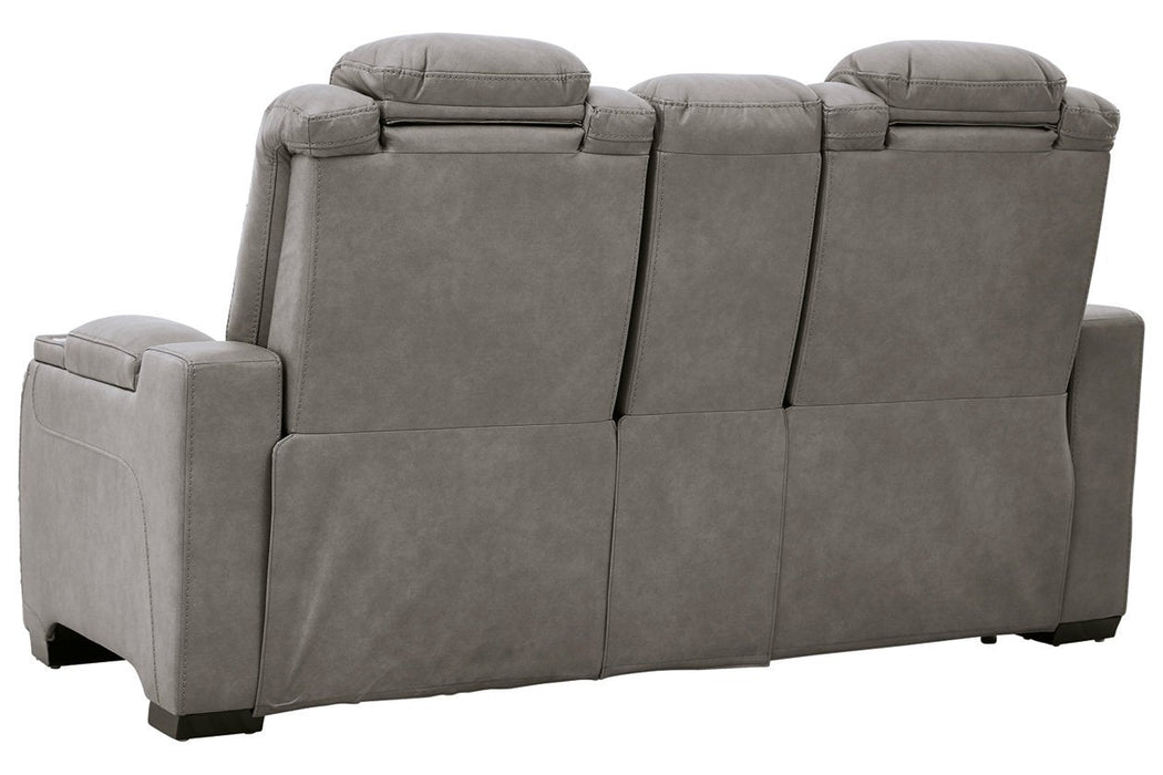 The Man-Den Gray Power Reclining Loveseat with Console - U8530518 - Lara Furniture