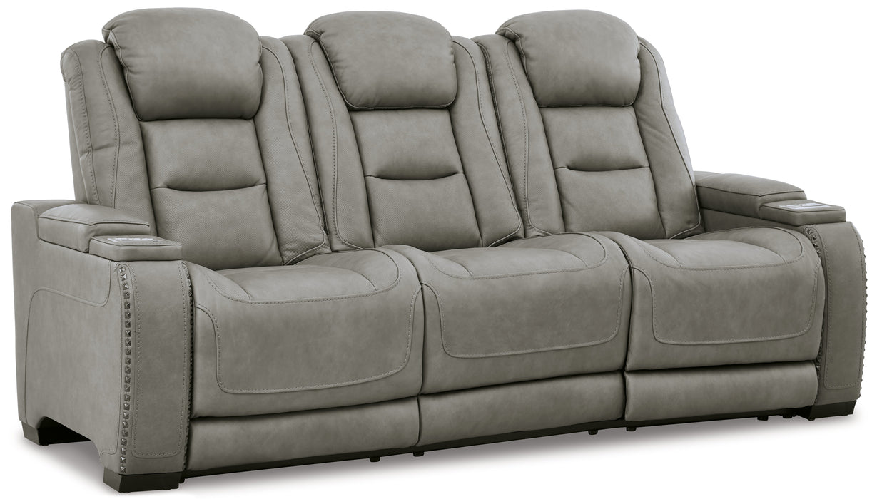 The Man-Den Sofa, Loveseat and Recliner in Gray - PKG010460