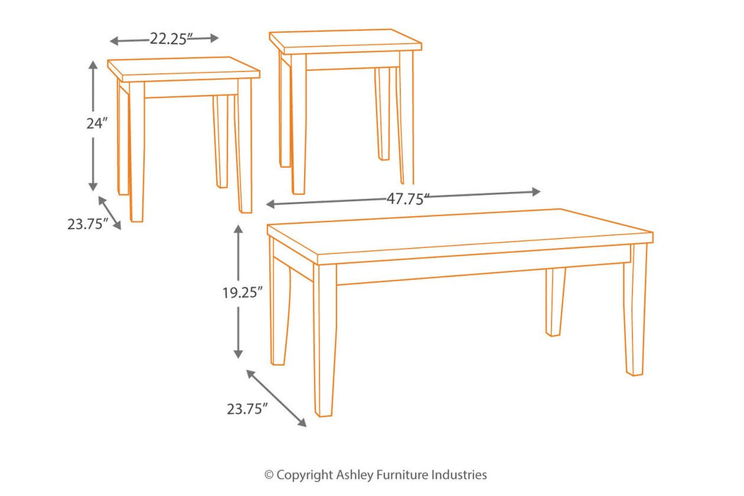 Theo Warm Brown Table (Set of 3) - T158-13 - Lara Furniture