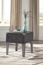 Todoe Dark Gray End Table with USB Ports & Outlets - T901-3 - Lara Furniture