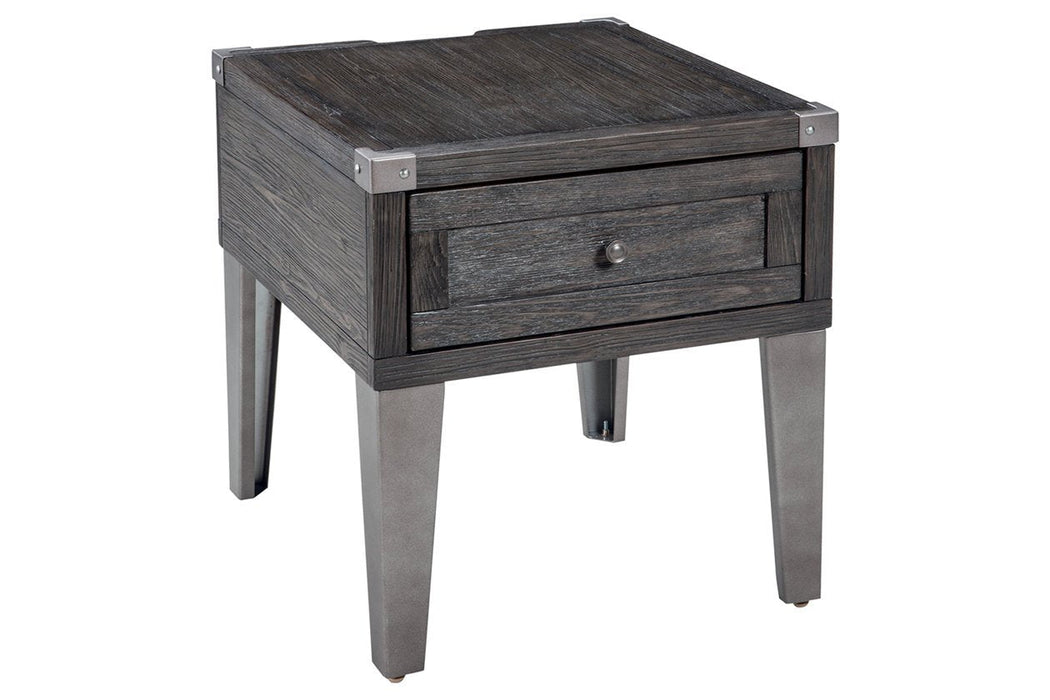 Todoe Dark Gray End Table with USB Ports & Outlets - T901-3 - Lara Furniture