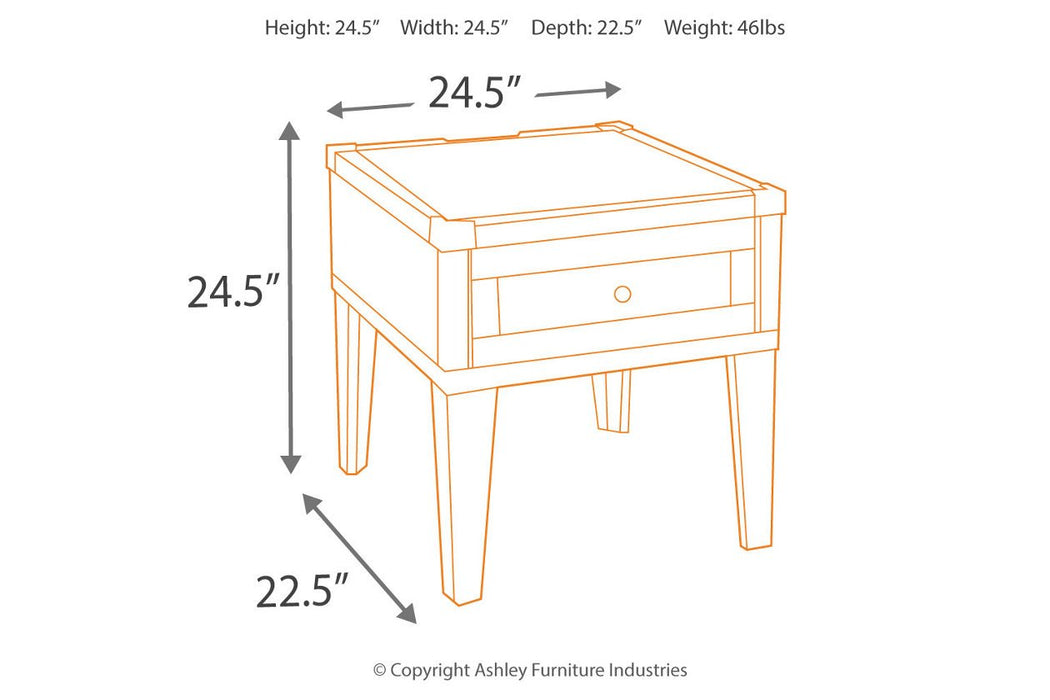 Todoe Dark Gray End Table with USB Ports & Outlets - T901-3 - Lara Furniture