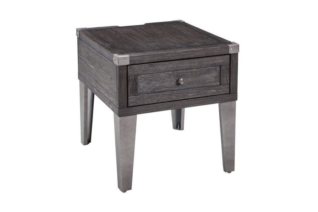 Todoe Dark Gray End Table with USB Ports & Outlets - T901-3 - Lara Furniture