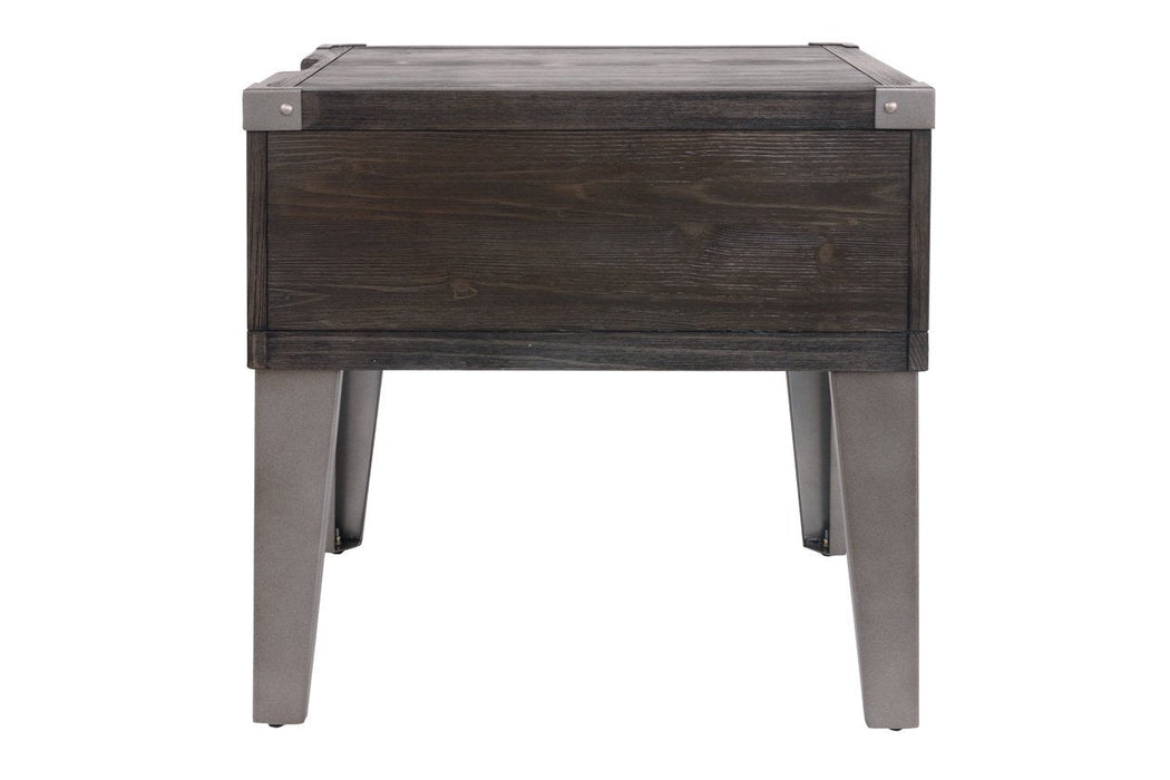 Todoe Dark Gray End Table with USB Ports & Outlets - T901-3 - Lara Furniture