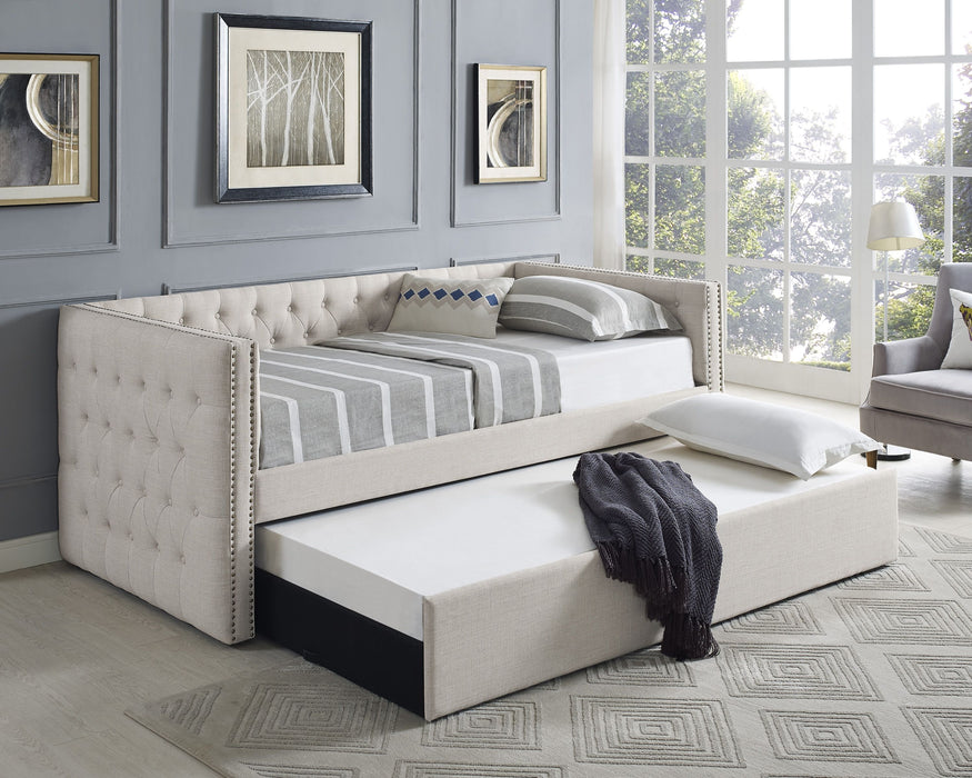 Trina Ivory Twin Daybed with Trundle - Lara Furniture