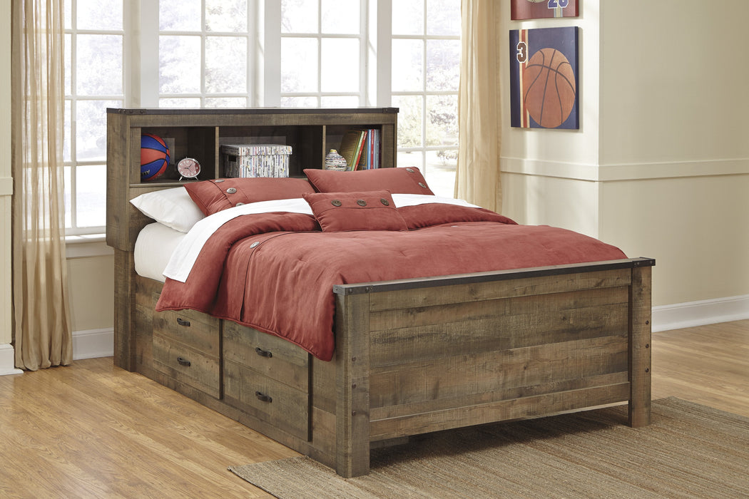 Trinell Brown Full Panel Bookcase Under Bed Storage Bed - Lara Furniture