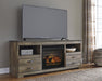 Trinell Brown Large TV Stand w/Fireplace Option - W446-68 - Lara Furniture