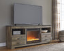 Trinell Brown Large TV Stand w/Fireplace Option - W446-68 - Lara Furniture