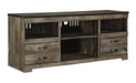 Trinell Brown Large TV Stand w/Fireplace Option - W446-68 - Lara Furniture