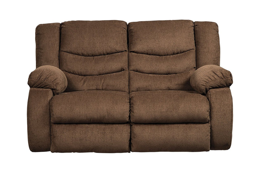 Tulen Chocolate Reclining Loveseat - 9860586 - Lara Furniture