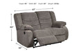 Tulen Gray Reclining Loveseat - 9860686 - Lara Furniture