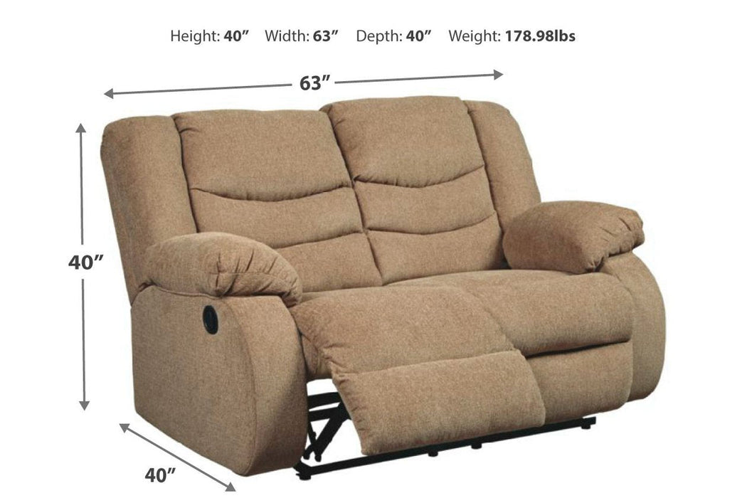 Tulen Mocha Reclining Loveseat - 9860486 - Lara Furniture