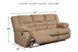 Tulen Mocha Reclining Sofa - 9860488 - Lara Furniture