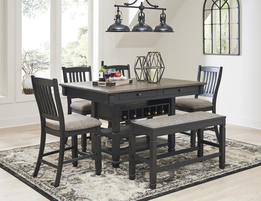 Tyler Creek Black-Gray Counter Height Set - Lara Furniture