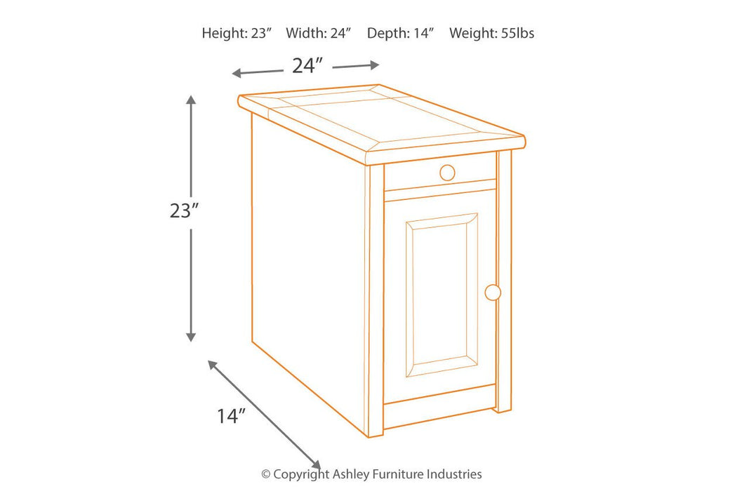 Tyler Creek Grayish Brown/Black Chairside End Table with USB Ports & Outlets - T736-7 - Lara Furniture