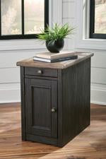 Tyler Creek Grayish Brown/Black Chairside End Table with USB Ports & Outlets - T736-7 - Lara Furniture