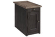 Tyler Creek Grayish Brown/Black Chairside End Table with USB Ports & Outlets - T736-7 - Lara Furniture