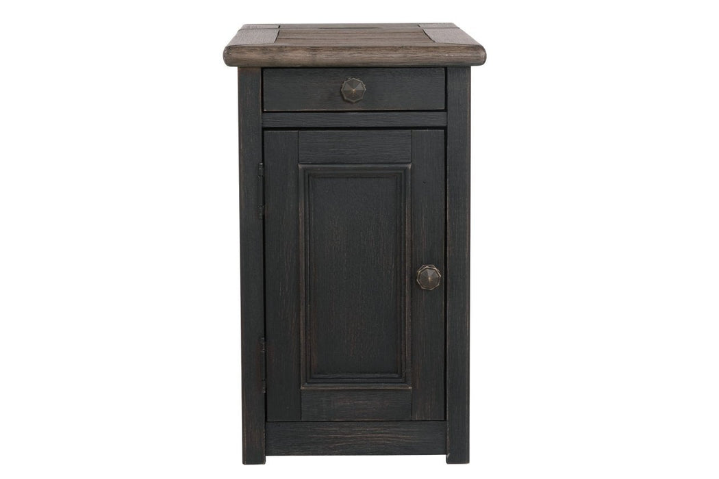 Tyler Creek Grayish Brown/Black Chairside End Table with USB Ports & Outlets - T736-7 - Lara Furniture