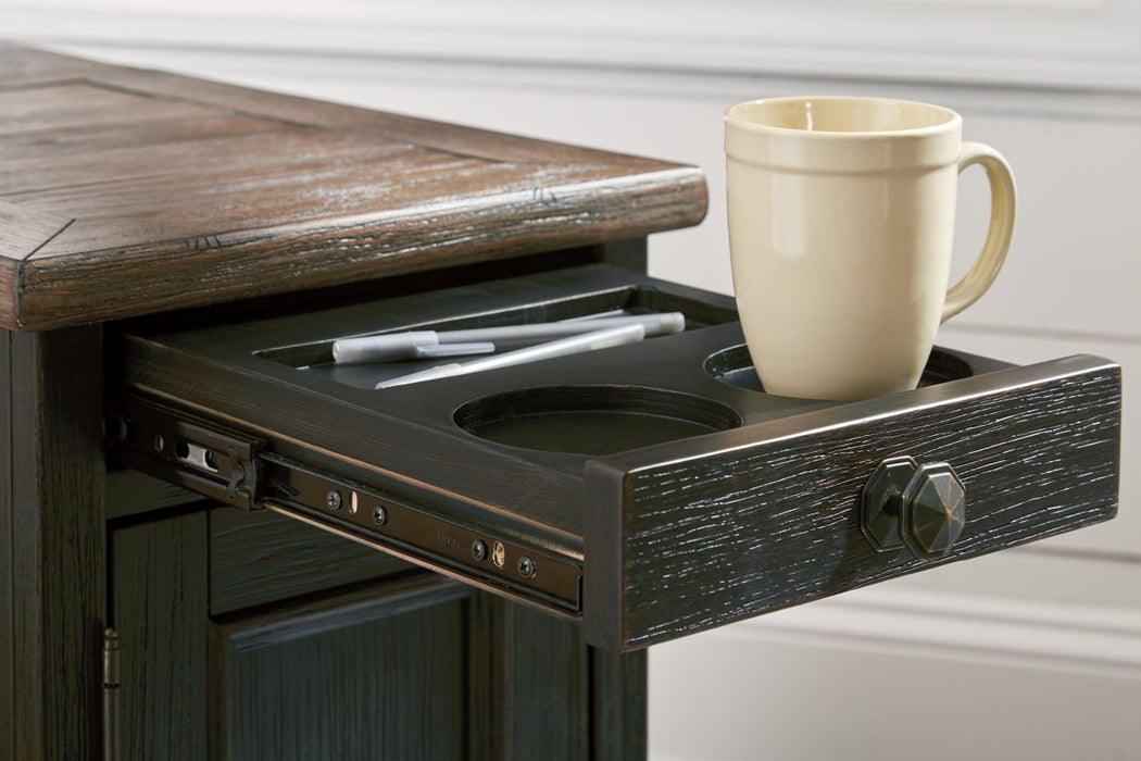 Tyler Creek Grayish Brown/Black Chairside End Table with USB Ports & Outlets - T736-7 - Lara Furniture