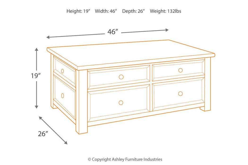 Tyler Creek Grayish Brown/Black Coffee Table with Lift Top - T736-20 - Lara Furniture