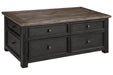 Tyler Creek Grayish Brown/Black Coffee Table with Lift Top - T736-20 - Lara Furniture