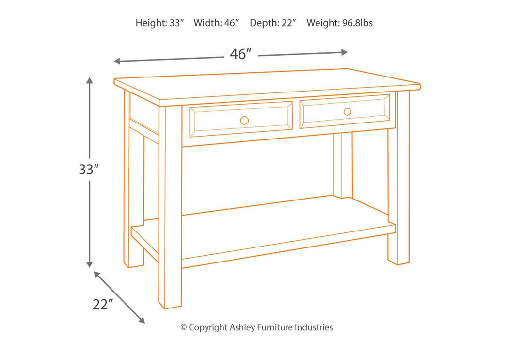 Tyler Creek Grayish Brown/Black Sofa/Console Table - T736-4 - Lara Furniture