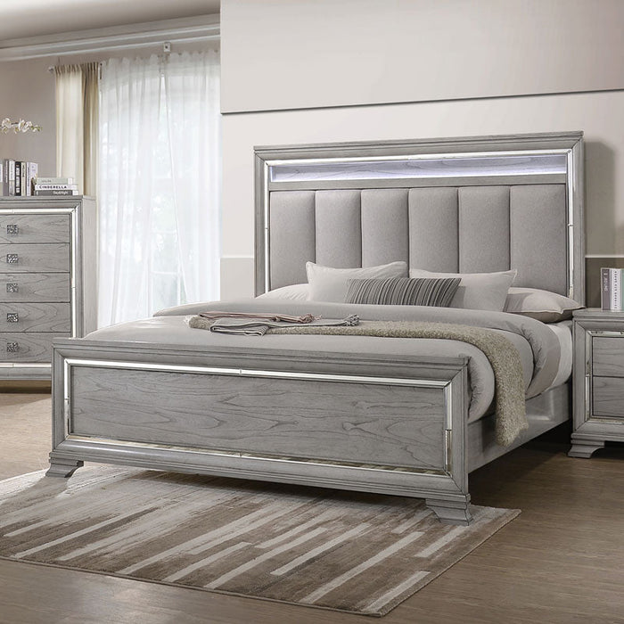 Vail Gray LED King Panel Bed - Lara Furniture