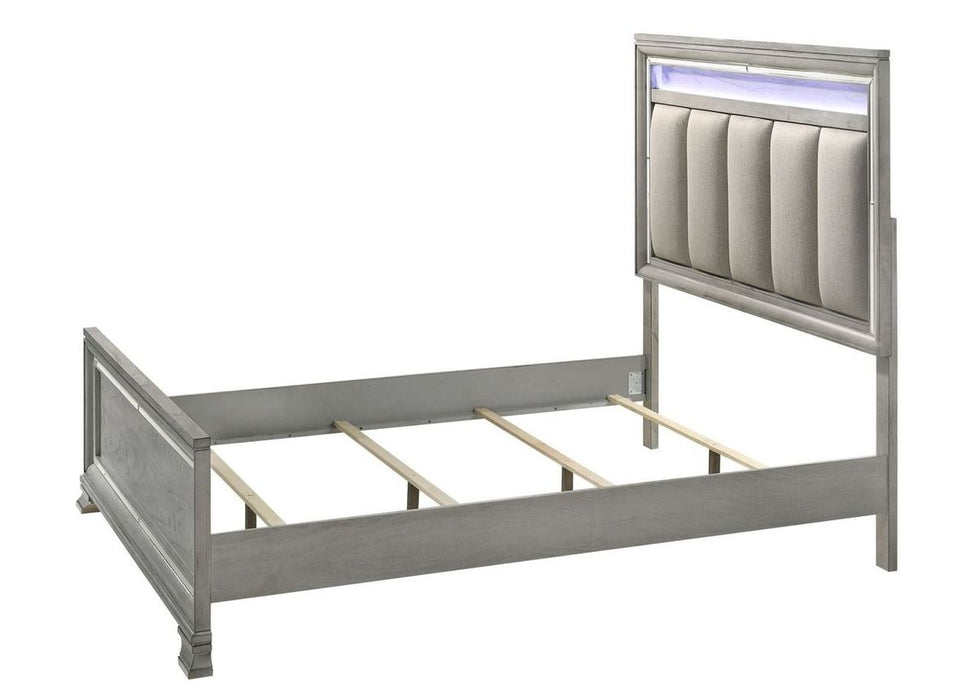 Vail Gray LED King Panel Bed - Lara Furniture