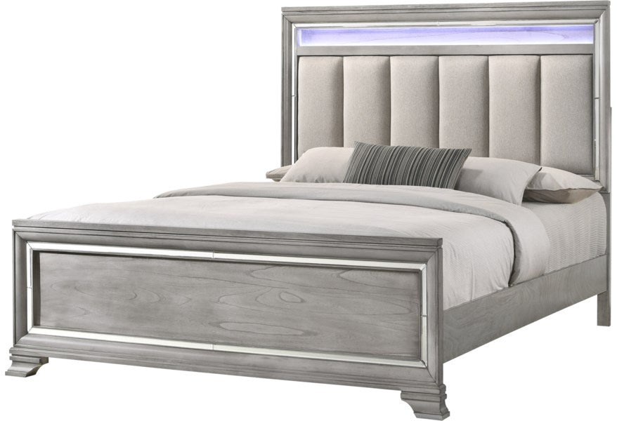 Vail Gray LED King Panel Bed - Lara Furniture