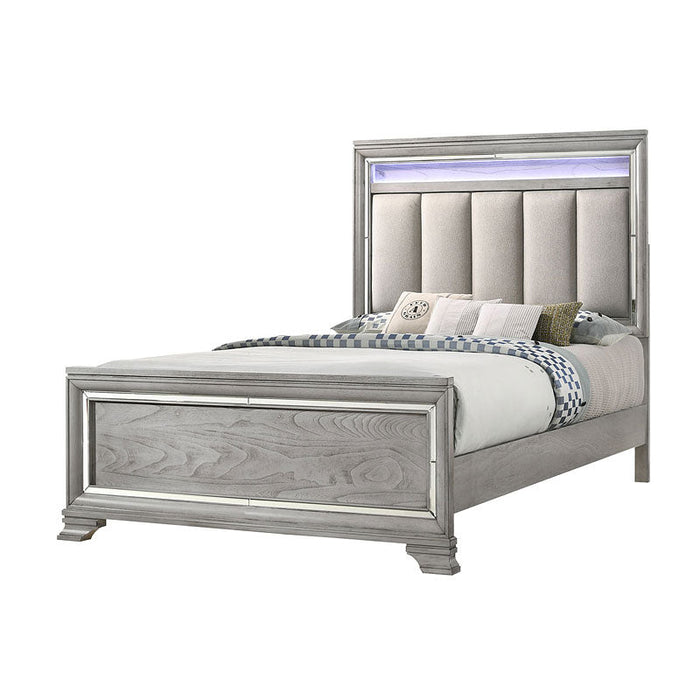 Vail Gray LED Queen Panel Bed - Lara Furniture